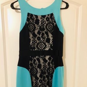 Turquoise Dress scuba and lace material